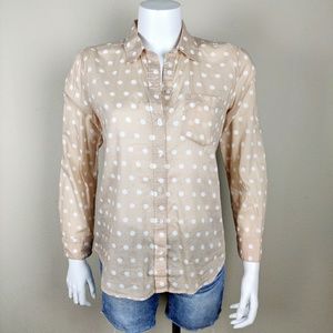 Ann Taylor Cream Polkadot Button down Shirt